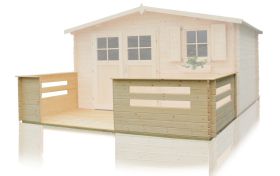 Terrasse für Gartenhaus Ruhepol - 4,16 x 1,94 Meter aus 28 mm Blockbohlen