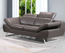 Echtleder Premium Couch Safona, 2-Sitz Sofa, Farbe: Nougat