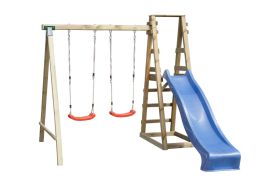 Holzschaukel für Kinder mit Rutsche