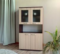 Vitrine Cikupa 42, Farbe: Nuss / Ulme - Abmessungen: 160 x 90 x 40 cm (H x B x T)