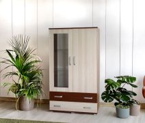 Vitrine Cikupa 23, Farbe: Nuss / Ulme - Abmessungen: 160 x 90 x 40 cm (H x B x T)