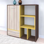 Kommode Kerema 13, Farbe: Nuss / Ulme / Gelb - Abmessungen: 120 x 110 x 41 cm (H x B x T)