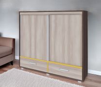 Schrank Kerema 15, Farbe: Nuss / Ulme / Gelb - Abmessungen: 120 x 130 x 41 cm (H x B x T)