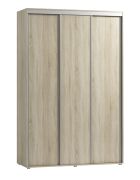 Schiebetürenschrank in Eiche Sonoma, Kleiderschrank mit viel Stauraum, 245 x 160 x 62 cm, 3 Schiebetüren, 3 Kleiderstangen, 15 Fächer