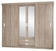 Schiebetürenschrank / Kleiderschrank Kikori 13, Farbe: Sonoma Eiche - Abmessungen: 210 x 240 x 62 cm (H x B x T)