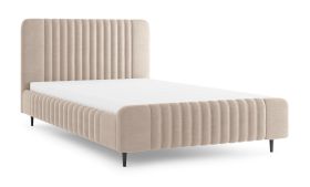 Doppelbett | inkl. Lattenrost | Liegefläche 160 x 200 cm | Kaschmir | Stoffbezug | schwarze Holzbeine | Gästebett | Belladere 11