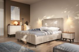 Schlafzimmer Komplett-Set E Belladere | 3-teilig | Nuss/Kaschmir | Einzelbett inkl. Lattenrost | Liegefläche 140 x 200 cm | mit Kommode und Nachtkommode