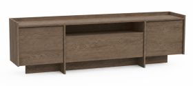 TV-Unterschrank Illgau 02, Baltic Storm - Dunkelbraun, 57 x 197 x 38 cm, mit 2 Türen, 1 Klapptür und 4 Fächern, Push-to-open System, ABS-Kanten