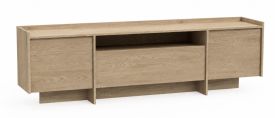 TV-Unterschrank Illgau 02, Cremona - Hellbraun, 57 x 197 x 38 cm, mit 2 Türen, 1 Klapptür und 4 Fächern, Push-to-open System, ABS-Kanten