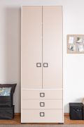 Drehtürenschrank / Kleiderschrank 18, Farbe: Weiß / Creme - Abmessungen: 236 x 84 x 56 cm (H x B x T)