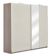 Schiebetürenschrank / Kleiderschrank Sabadell 12, Farbe: Eiche / Beige Hochglanz - 222 x 229 x 64 cm (H x B x T)