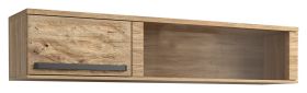 Hängevitrine Buzet 12, Farbe: Eiche / Schwarz, teilmassiv - Abmessungen: 35 x 174 x 40 cm (H x B x T)