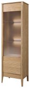 Elegante Vitrine Gorica 03, Türanschlag links, in Eiche Gold, mit LED-Beleuchtung und Soft Close System, 201 x 60 x 45 cm, teilmassiv, Antisol-Glas Bronze
