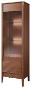 Elegante Vitrine Gorica 03, Türanschlag rechts, in Eiche Rustikal, mit LED-Beleuchtung und Soft Close System, 201 x 60 x 45 cm, teilmassiv, Antisol-Glas Bronze