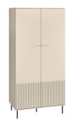 Kleiderschrank mit viel Stauraum Petkula 01, Farbe: Beige hell - Abmessungen: 190 x 92 x 53 cm (H x B x T), mit 2 Türen und 2 Fächern