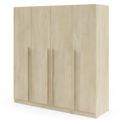 Kleiderschrank | Farbe: Eiche Cremona | inkl. 3 Schubladen | 4-türig | 200 x 61 x 210 cm | Edegem 01 | 3 Kleiderstangen | 7 Fächer | ABS-Kanten