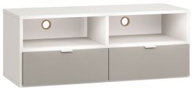 TV-Unterschrank Bellaco 35, Farbe: Weiß / Grau - Abmessungen: 49 x 120 x 47 cm (H x B x T)