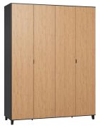 Drehtürenschrank / Kleiderschrank Leoncho 41, Farbe: Schwarz / Eiche - Abmessungen: 239 x 185 x 57 cm (H x B x T)