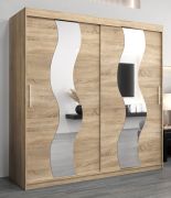 Schiebetürenschrank / Kleiderschrank Hacho 05 mit Spiegel, Farbe: Eiche Sonoma - Abmessungen: 200 x 200 x 62 cm ( H x B x T)
