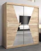 Schiebetürenschrank / Kleiderschrank Naranco 04 mit Spiegel, Farbe: Eiche Sonoma - Abmessungen: 200 x 180 x 62 cm ( H x B x T )