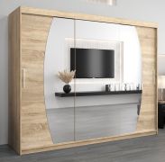 Schiebetürenschrank / Kleiderschrank Calvitero 06 mit Spiegel, Farbe: Eiche Sonoma - Abmessungen: 200 x 250 x 62 cm ( H x B x T)