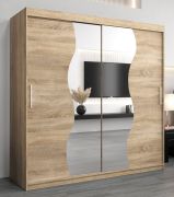 Schiebetürenschrank / Kleiderschrank Robinyera 05 mit Spiegel, Farbe: Eiche Sonoma - Abmessungen: 200 x 200 x 62 cm ( H x B x T)