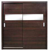 Schiebetürenschrank / Kleiderschrank Sepatan 06, Farbe: Wenge - Abmessungen: 210 x 180 x 60 cm (H x B x T)
