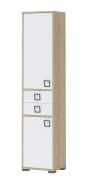 Schrank 25, Farbe: Buche / Weiß - 198 x 44 x 37 cm (H x B x T)
