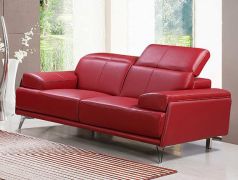 Echtleder Premium Couch Venezia, 2-Sitz Sofa, Farbe: Rubin-rot