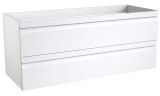 Waschtischunterschrank Bikaner 09 mit Siphonausschnitte für Doppelwaschtisch, Farbe: Weiß glänzend – 50 x 119 x 45 cm (H x B x T)