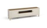 Moderner TV-Schrank / TV-Möbel mit einen offenen Fach Barbe 24, mit zwei Türen, drei Fächer, Farbe: Kaschmir, Maße: 51,5 x 177 x 40 cm, ABS-Kantenschutz, eine Schublade, Griffe: Gold, sehr Langlebig 