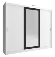 Weißer Schwebetürenschrank mit einer Spiegeltür Bickleigh 16, Farbe: Weiß - Abmessungen: 214 x 250 x 62 cm (H x B x T), mit 12 Fächern