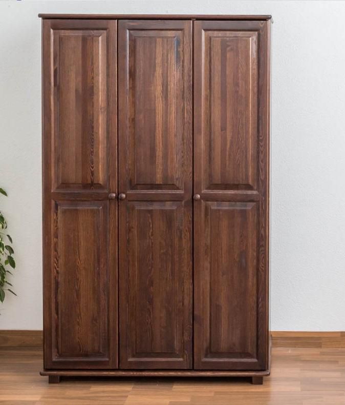Massivholz-Schrank Kiefer, Farbe: Nuss 190x120x60 cm, Türen Anzahl