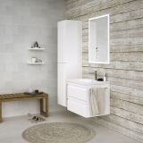 Badezimmermöbel - Set A Bikaner, 3-teilig inkl. Waschtisch / Waschbecken, Farbe: Weiß glänzend