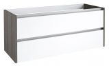 Waschtischunterschrank Kolkata 80, Farbe: Weiß glänzend / Esche Grau – 50 x 120 x 46 cm (H x B x T)
