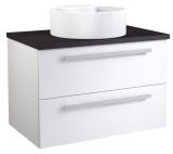 Waschtischunterschrank Bidar 53, Farbe: Weiß glänzend / Eiche Schwarz – 53 x 75 x 45 cm (H x B x T)