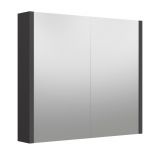 Badezimmer - Spiegelschrank Malegaon 08, Farbe: Grau matt – Abmessungen: 65 x 73 x 12 cm (H x B x T)