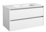 Waschtischunterschrank Malegaon 32, Farbe: Weiß matt – Abmessungen: 52 x 91 x 47 cm (H x B x T)
