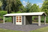 Gartenhaus SET terragrau mit zwei Dachausbauelementen, Grundfläche: 8,65m²