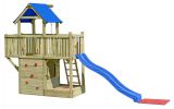Spielturm K41 inkl. Balkon, Anbauelement, Sandkasten, Stauraum und Wellenrutsche FSC® - Abmessungen: 620 x 185 cm (L x B)