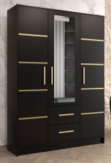 Kleiderschrank mit genügend Stauraum Similaun 23, Farbe: Schwarz matt - Abmessungen: 202 x 153 x 40 cm (H x B x T), mit 10 Fächern und zwei Schubladen
