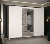 Großer Kleiderschrank mit einer Spiegeltür Jotunheimen 251, Farbe: Weiß - Abmessungen: 208 x 250,5 x 62 cm (H x B x T)