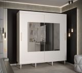 Großer Kleiderschrank mit Spiegel Jotunheimen 285, Farbe: Weiß - Abmessungen: 208 x 200,5 x 62 cm (H x B x T)