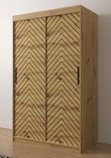Moderner Kleiderschrank Mulhacen 43, Farbe: Eiche Artisan / Schwarz matt - Abmessungen: 200 x 120 x 62 cm (H x B x T), mit fünf Fächern