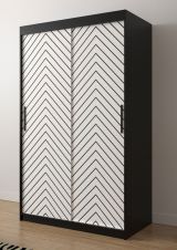 Kleiderschrank mit eleganten Design Mulhacen 48, Farbe: Schwarz matt / Weiß matt - Abmessungen: 200 x 150 x 62 cm (H x B x T), mit fünf Fächern