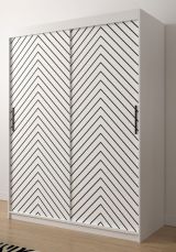 Kleiderschrank mit modernen Design Mulhacen 52, Farben: Weiß matt / Schwarz matt - Abmessungen: 200 x 150 x 62 cm (H x B x T), mit fünf Fächern