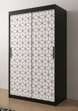 Kleiderschrank mit erfrischenden Design Dom 48, Farbe: Schwarz matt / Weiß matt - Abmessungen: 200 x 120 x 62 cm (H x B x T), mit fünf Fächern und zwei Kleiderstangen