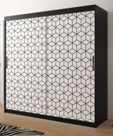 Neutraler Kleiderschrank mit modernen Design Dom 66, Farbe: Schwarz matt / Weiß matt - Abmessungen: 200 x 200 x 62 cm (H x B x T), mit 10 Fächern