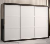 Großer Kleiderschrank mit 10 Fächern Liskamm 23, Farbe: Schwarz matt / Weiß matt - Abmessungen: 200 x 250 x 62 cm (H x B x T), mit zwei Kleiderstangen