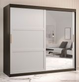 Moderner Kleiderschrank mit genügend Stauraum Liskamm 43, Farbe: Schwarz matt / Weiß matt - Abmessungen: 200 x 200 x 62 cm (H x B x T), mit einer Spiegeltür
